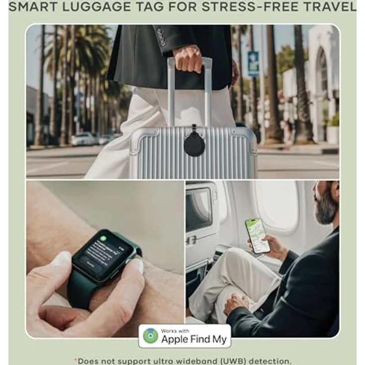 Satechi Vegan-Leather FindAll Luggage Tag, Bluetooth-Tracker mit kabellosem Laden, Schwarz – Bild 3