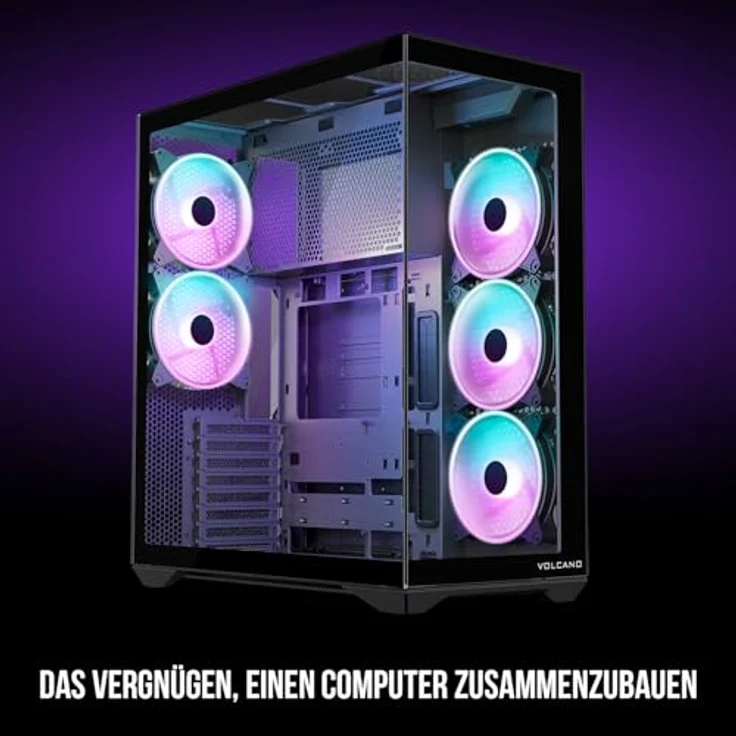 Modecom Volcano Space XL Full Tower NF, PC Gaming Gehäuse ATX, Schwarz, modularer Aufbau, Platz für 400mm GPU, modernes Dual-Chamber Design, gehärtete Glas-Optik, ohne Lüfter – Bild 6