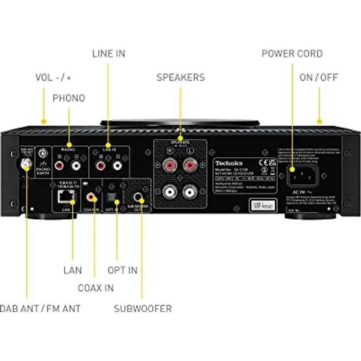 Technics Premium CD-Netzwerk-Receiver (Bluetooth, CD-Player, Streaming, Radio, USB) Schwarz, SA-C100EG-K – Bild 4