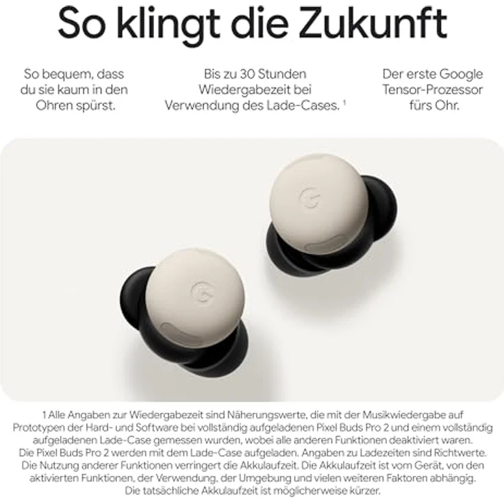 Google Pixel Buds Pro 2 – kabellose Kopfhörer mit aktiver Geräuschunterdrückung – Bluetooth-Kopfhörer – Porcelain – Bild 2