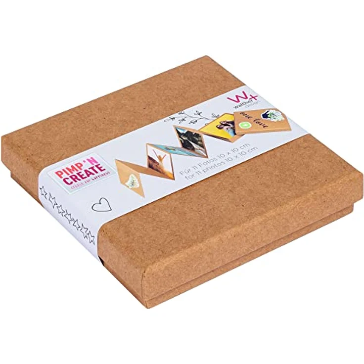 walther design Leporello Fotobox braun 10 x 10 cm, DIY PIMP AND CREATE FB-099-P, für kreative Gestaltungen – Bild 1