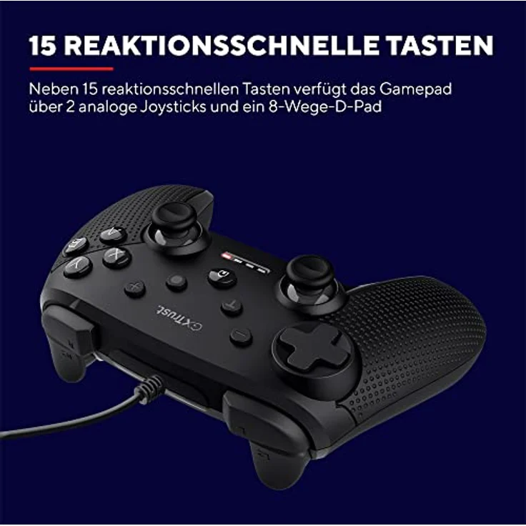 Trust Gaming GXT 541 Muta PC Controller Kabelgebunden, 75% Recycelten Materialien, 3m USB-Kabel, 15 Tasten, Vibrations-Feedback, Joystick Gamepad mit Kabel für Computer, Laptop, Windows 10/11 – Bild 5