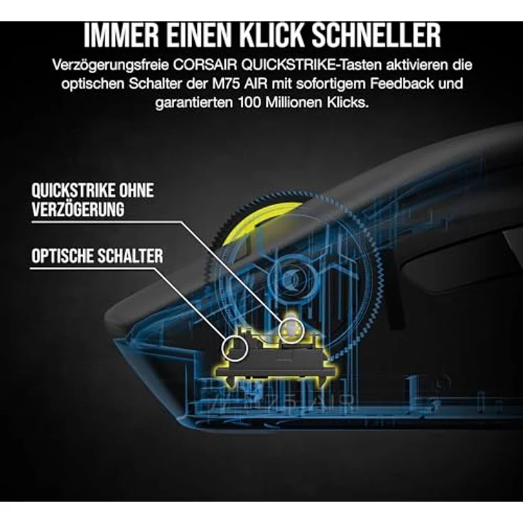 Corsair M75 AIR Wireless Ultraleichte Gaming-Maus - 2,4GHz & Bluetooth - 26.000 DPI - Bis zu 100 Stunden Akkulaufzeit - iCUE-Kompatibel - Schwarz – Bild 5