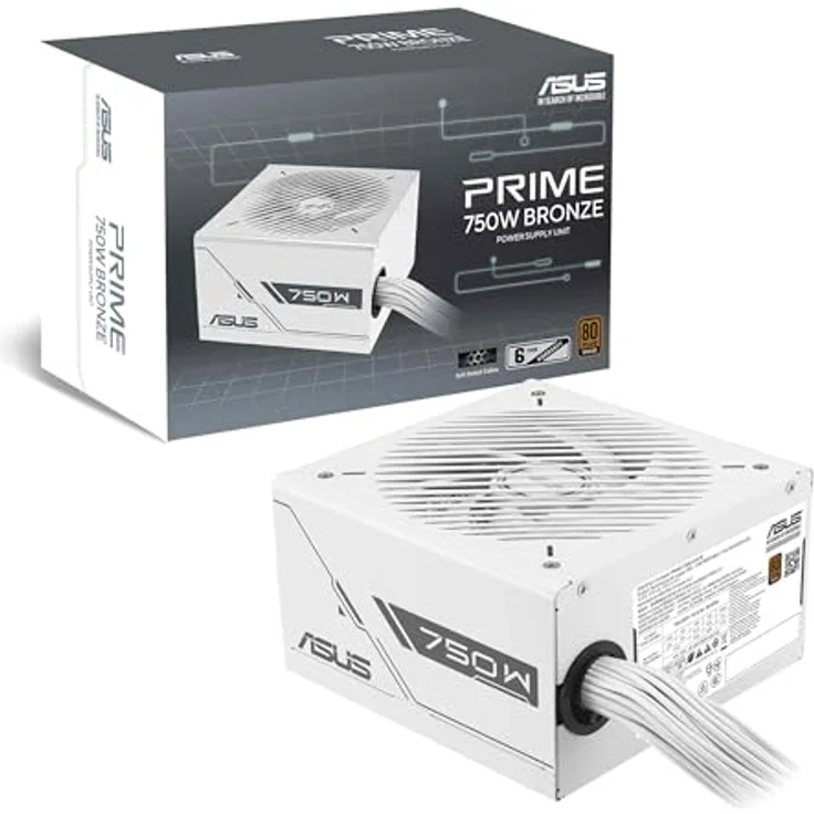 Asus Prime 750W Netzteil ATX 80PLUS® Bronze, White Edition, effiziente Stromversorgung für PCs und Gaming-Rigs, Lüfter mit Doppelkugellagern – Bild 1
