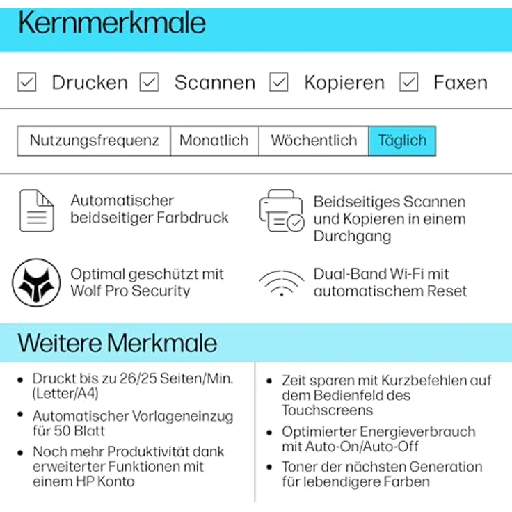 HP Color LaserJet Pro MFP 3302fdwg Multifunktionsdrucker, LAN (Ethernet), WLAN (Wi-Fi), Wi-Fi Direct, HP Instant Ink kompatibel – Bild 2