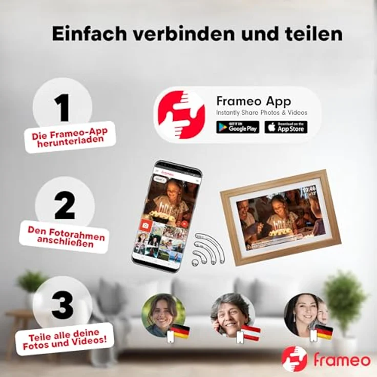 Denver Frameo PFF-1543LW 39,6cm (15,6") Digitaler Bilderrahmen, Braun, Wi-Fi, Touchscreen, 16GB Flash-Speicher – Bild 6