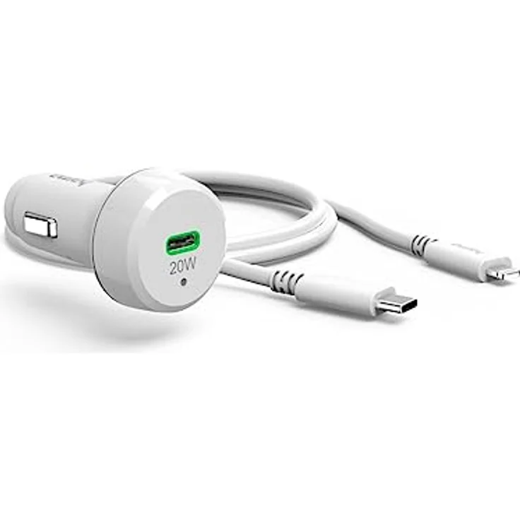 Hama KFZ Ladegerät 20W (USB C - Lightning, Power Delivery, 1m, für Apple iPhone, schnell, Zigarettenanzünder-Buchse Auto) weiß – Bild 2
