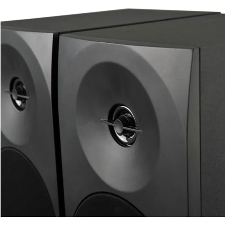 Woxter Dynamic Line 410 Black - 2.0 Stereo-Lautsprecher (mit 150W Leistung angetrieben, Holz, 4, Woofer, 2 Hochtöner, 3,5 mm, RCA, Bassreflex-Control (Lautstärke, Höhen, Bass), Farbe schwarz – Bild 5