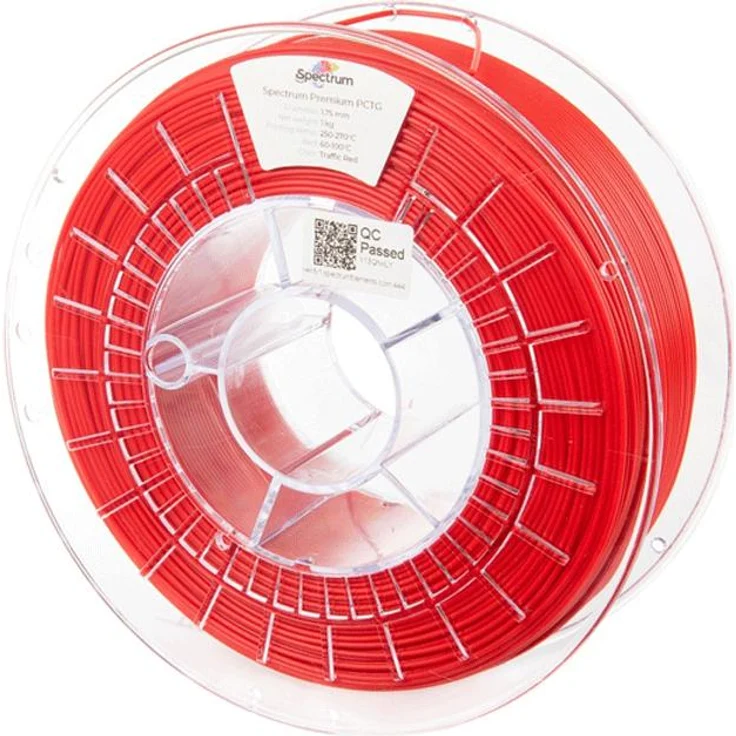 Spectrum Filament PCTG Traffic Red, 3D Druckmaterial 1.0kg, 1.75mm, hohe Schlagzähigkeit und chemische Beständigkeit, Rot