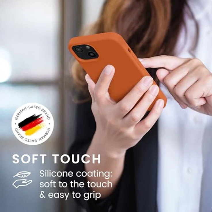 kwmobile Handyhülle für iPhone 13 Silikon Case in Warme Aprikose, flexibles Soft Backcover mit kabellosem Laden – Bild 4