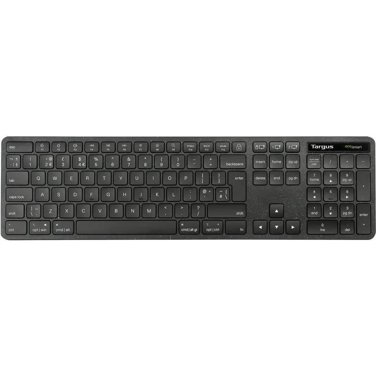 Targus EcoSmart AKB873NO, Full-Size Wireless Tastatur mit Bluetooth® und 2,4-GHz-RF, QWERTY Nordic, Schwarz, aus 85% recyceltem Material, antimikrobieller Schutz