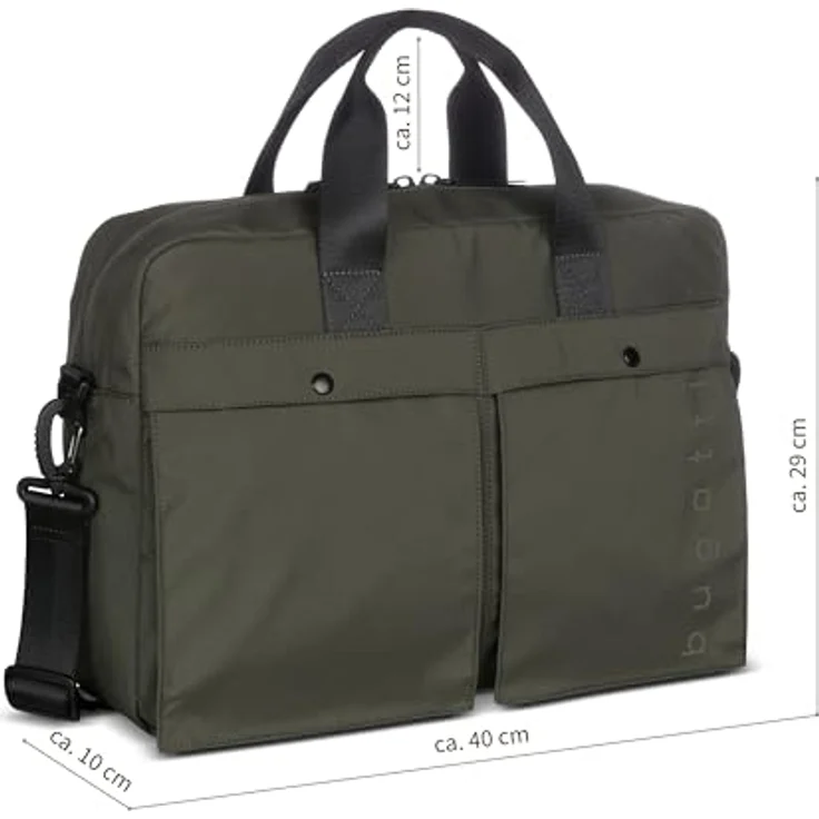 bugatti Legere Aktentasche 40 cm, Laptopfach, oliv, 100% Polyester – Bild 2