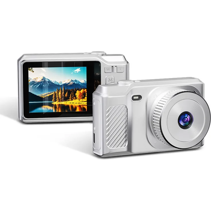 Lixada 1080P Digitalkamera, 56 MP, tragbare Videokamera mit 2,8 Zoll IPS-Bildschirm, 8-fachem Zoom, manuelle Fokussierung, Silber
