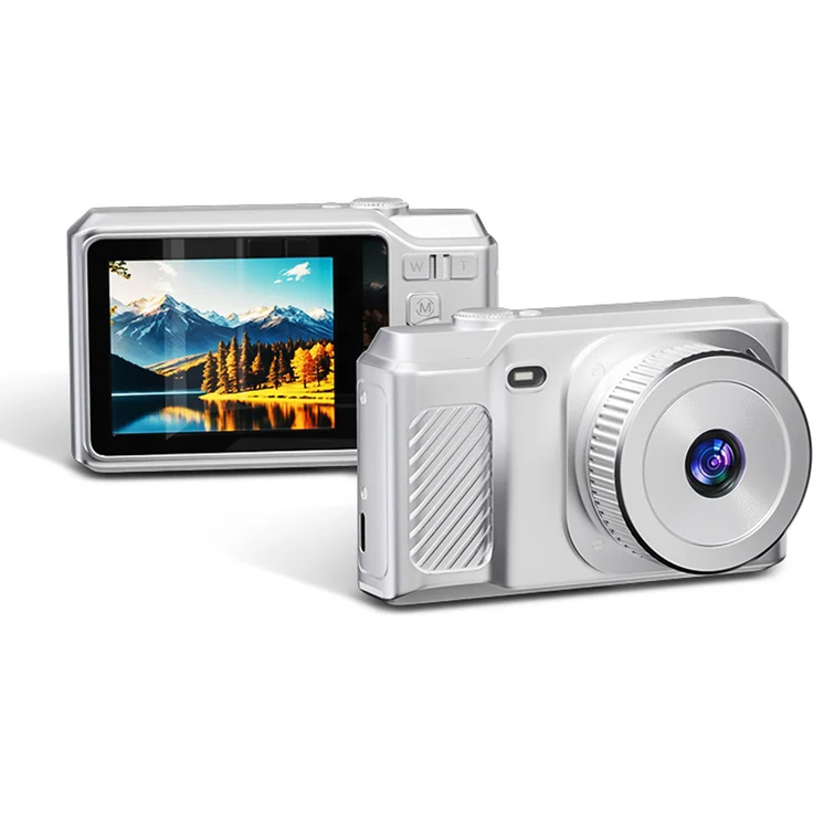 Lixada 1080P Digitalkamera, 56 MP, tragbare Videokamera mit 2,8 Zoll IPS-Bildschirm, 8-fachem Zoom, manuelle Fokussierung, Silber