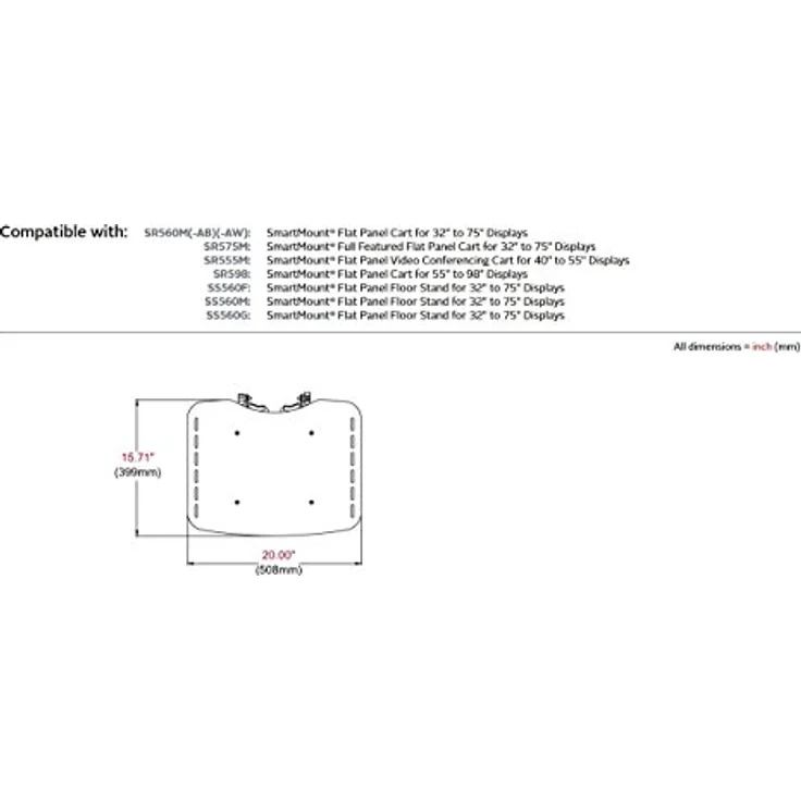 Peerless-AV SmartMount ACC-MS Montagekomponente (Regal) für AV-System, metall, höhenverstellbar, schwarz, kratzfest – Bild 2