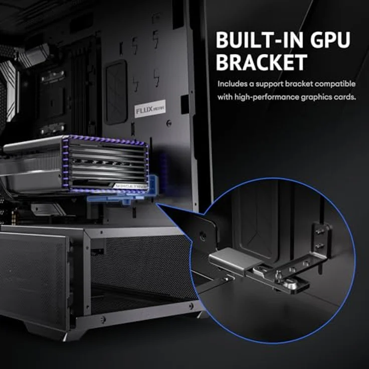 Antec FLUX Rear Midi Tower PC Gehäuse, ATX/Micro-ATX/ITX, schwarz, mit RGB-Beleuchtung und verbessertem Kabelmanagement – Bild 12