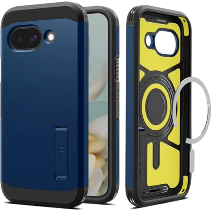 Spigen Tough Armor(AI) MagFit Hülle für Google Pixel 9a, Kompatibel mit MagSafe - Navy Blue, Doppelschichtige Schutzhülle mit integriertem Magnet und Kickstand – Bild 1