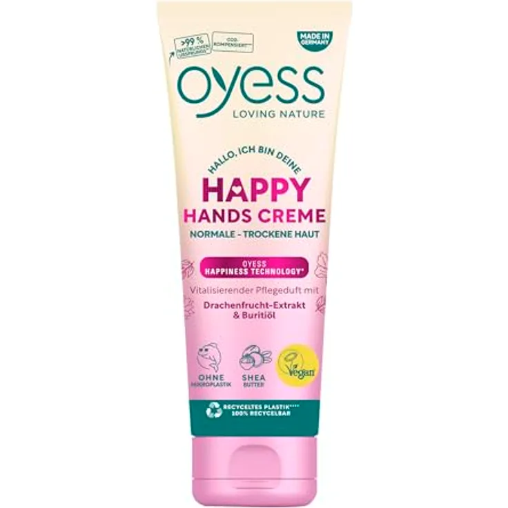 Oyess Happy Hands Creme, fruchtig, 75ml, vitalisierend, vegan, 48h Feuchtigkeit