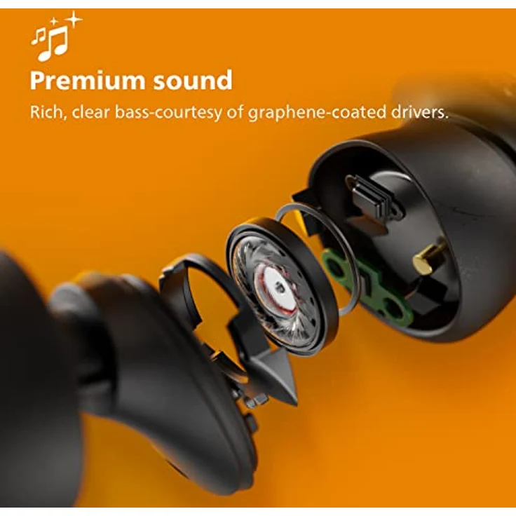 Philips Audio TAA7507BK/00 True Wireless Sportkopfhörer, Premium-Sound, Noise Cancelling Pro, kristallklare Gespräche, zuverlässiger Sitz im Ohr,bis zu 28Stunden Wiedergabezeit, Schwarz, Einheitsgröße – Bild 2