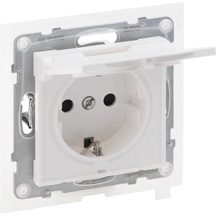 Legrand SEANO Schutzkontakt-Steckdose IP44 mit erhöhtem Berührungsschutz, Klappdeckel, 16 A, 250 V, Ultraweiß, 765124 – Bild 1