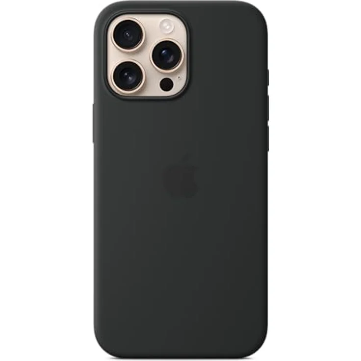 Apple iPhone 16 Pro Max Silikon Case mit MagSafe − Schwarz, recyceltes Silikon, MagSafe Funktion, Mikrofaserfutter, Kamera­steuerung, Kratzschutz, Schwarz – Bild 1