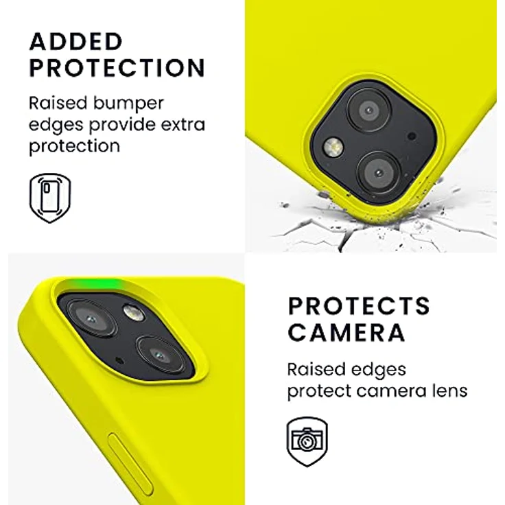 kwmobile Handyhülle für iPhone 13, Silikon Case in Zitronengelb, kompatibel mit kabellosem Laden, rutschfester Griff – Bild 3