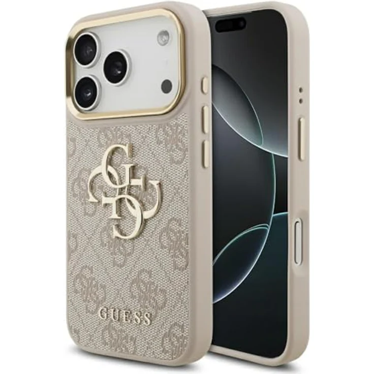CG MOBILE Guess 4G Groß 4G Klassiker Logo Hülle für iPhone 17 Pro, Kunstleder / TPU / PC, Pink/Gold – Bild 1