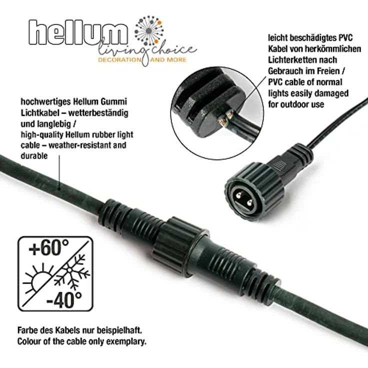 hellum 555431 Zuleitung Anschlusskabel für verlängerbare System-Profi Lichterketten, 5 m, innen & außen, weißes Kabel – Bild 3