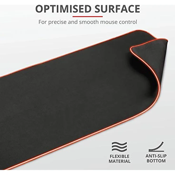 Trust Gaming GXT 764 Glide-Flex XXL RGB Mauspad Mousepad (Extra Groß : 930 x 300 x 3 mm, Mouse pad mit RGB LED Beleuchtung, Anti Rutsch Matte) schwarz – Bild 4