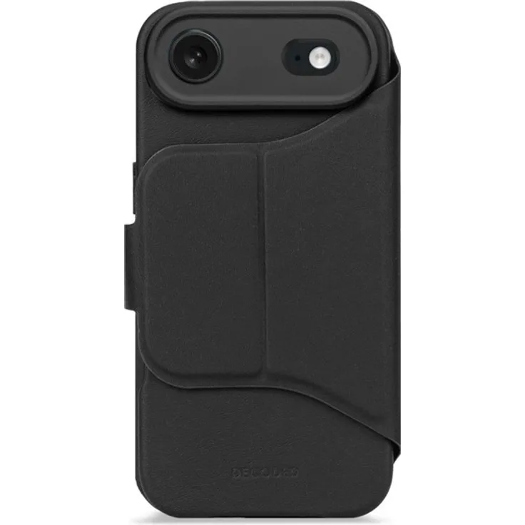 Decoded Textured Silicone Detachable Wallet Case für iPhone 17 Air, MagSafe-kompatibel, Phantom Schwarz, 3 Kartenfächer, integrierter Standfuß