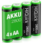HiQuick Mignon AA Akku 2800mAh - NI-MH wiederaufladbare Batterien, 1200 Tech wideraufladbare AA Akkus, geringe Selbstentladung - 1,2V AA Batterien 4 Stück