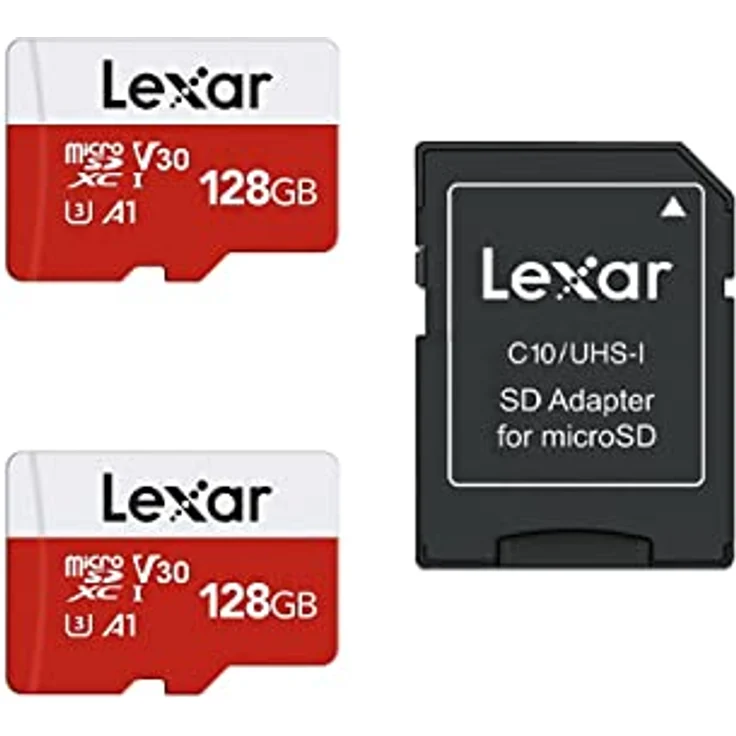 Lexar Micro SD Karte 128GB 2er Pack, UHS-I, U3, A1, V30, bis zu 100 MB/s Lesegeschwindigkeit, inkl. Adapter, für Kamera und Smartphone – Bild 1