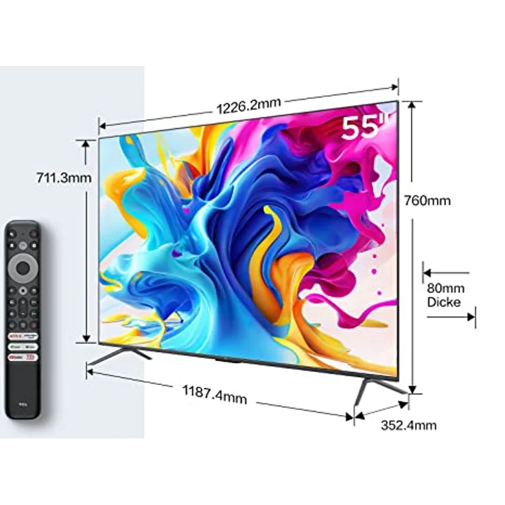 TCL C641 QLED 4K UHD Fernseher 55 Zoll (138cm), 120 Hz Gaming, HDR10+, Dolby Vision, Dolby Atmos, Smart TV, Triple-Tuner DVB-T2/S2/C, Google TV, Schwarz, 2023 – Bild 2