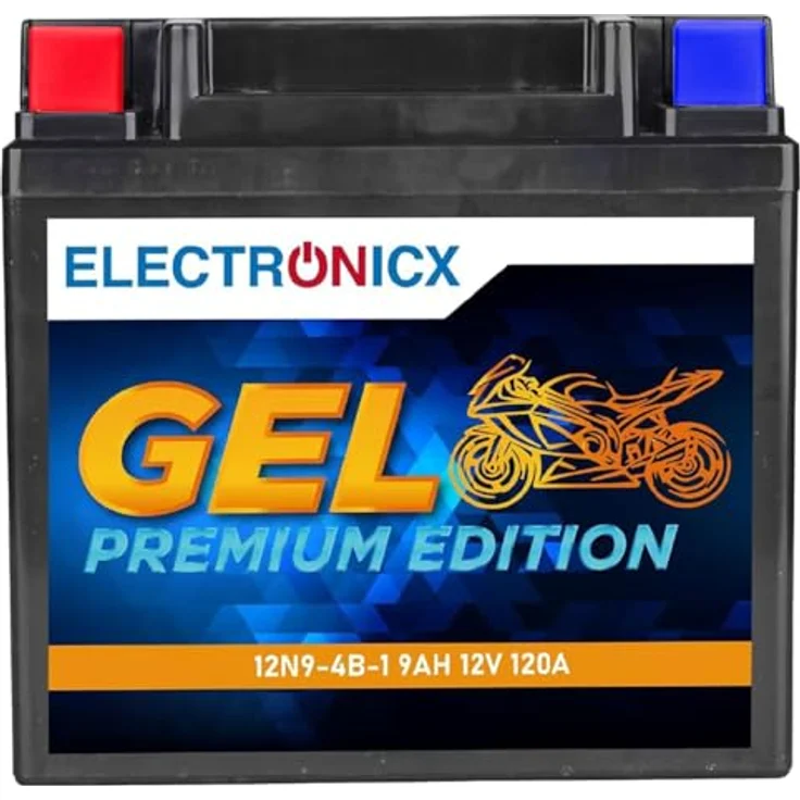 Electronicx GEL-12N9-4B-1 GEL Batterie 9Ah 12V, wartungsfrei, auslaufsicher, vibrationsfest für Motorrad, Roller, Quad und ATV – Bild 1