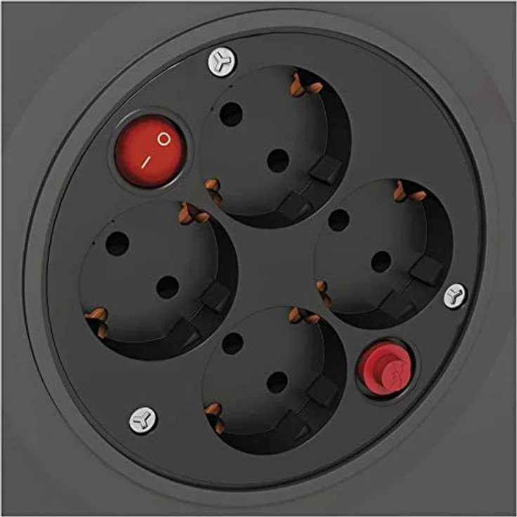 EMOS P092251 Kabeltrommel für Innen, 25 m mit 4 Steckdosen und Schalter, 1,5 mm Schuko, Indoor Trommel, Schutzklasse IP 20, 3680 W – Bild 4