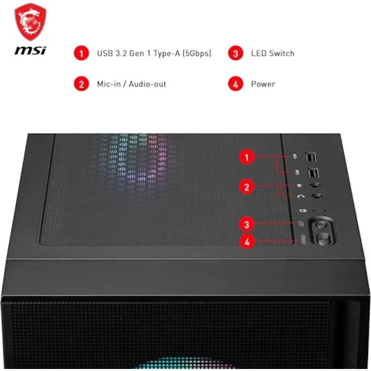 MSI PC-Gehäuse MAG FORGE 320R AIRFLOW, schwarz, mit optimaler Luftzirkulation – Bild 4