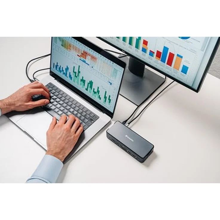 Verbatim USB-C Pro Docking Station mit SSD-Slot, 15-in-1 Hub zu HDMI 4K/8K, PD 80 W, für Mac/Windows, grau – Bild 4
