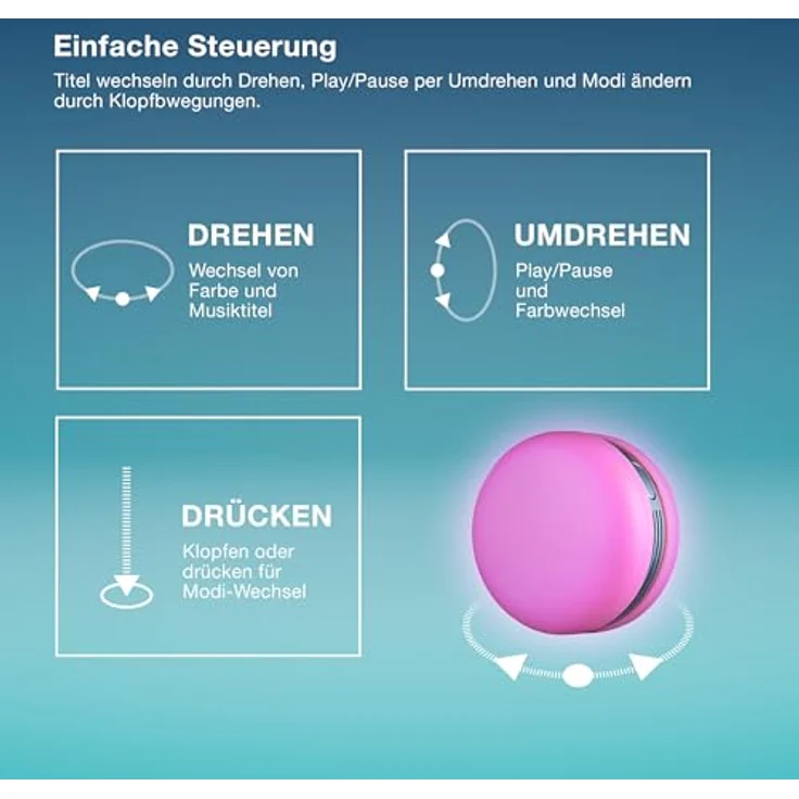 Osram Smart Macaron, Bluetooth-Lautsprecher mit Dreh-Farblicht, Musik-Sync, App-Timer, 3 Modi, Stereo-Pairing, Grün – Bild 3