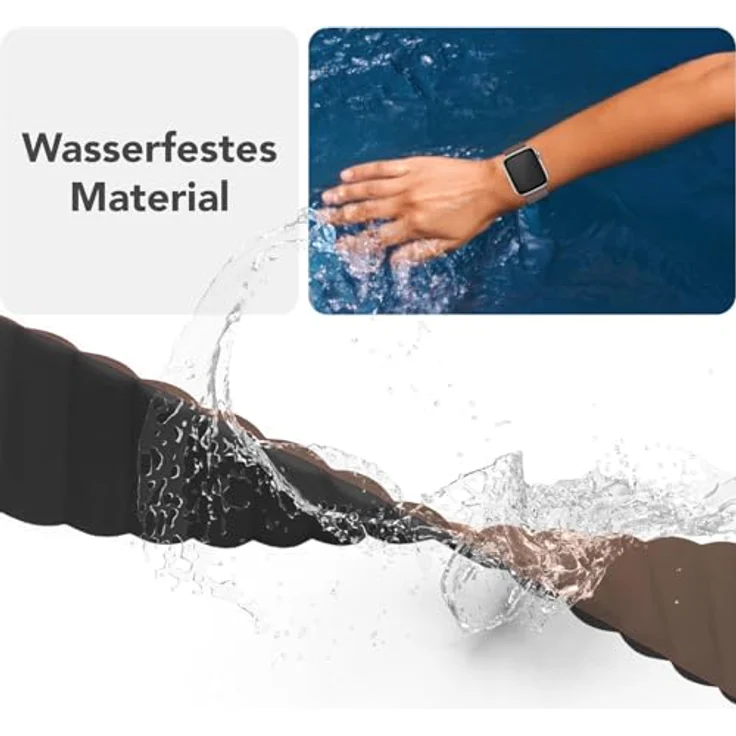 NALIA Core Magnet Armband für Apple Watch Ultra/SE/10/9/8/7/6/5/4/3/2/1, Atmungsaktives Silikon Loop mit Rillendesign, Farbe: Kakaotraum, 42/44/45/46/49mm – Bild 5