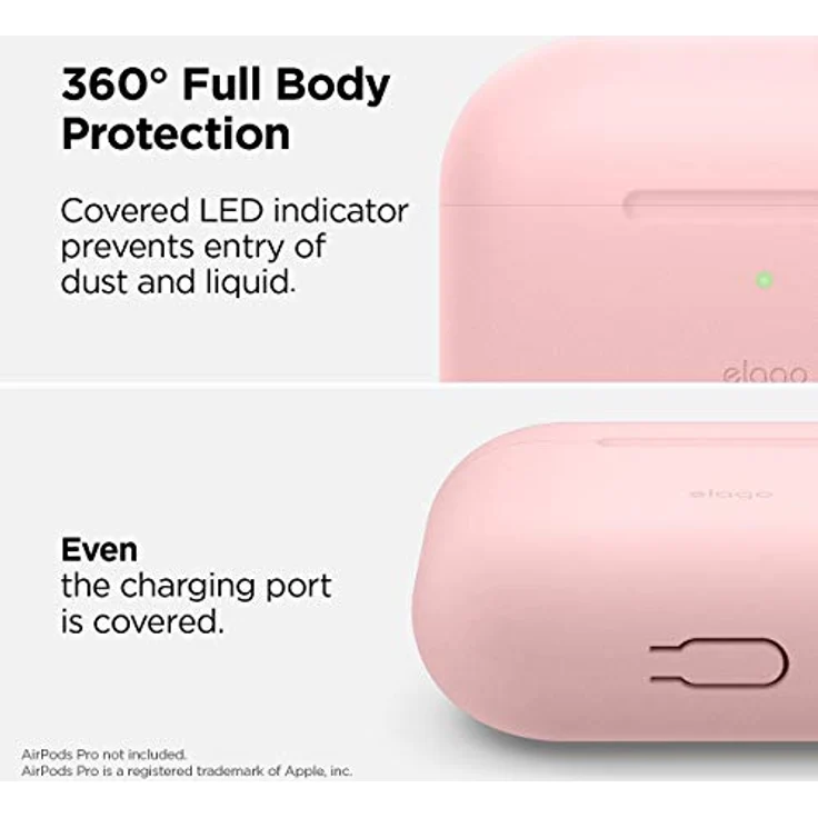 Elago Beskyttelsestaske til AirPods Pro, Schutzhülle aus Silikon in Rosa mit sicherem Sitz und einfachem Zugriff auf Ladeanschlüsse. – Bild 4