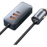 Baseus Autoladegerät Share Together mit Verlängerungskabel, 3x USB, USB-C, 120W (grau)