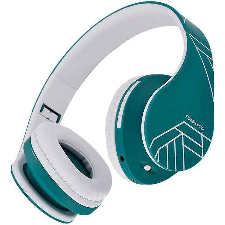 PowerLocus P2, Kabellose Kopfhörer mit 20h Akkulaufzeit, Bluetooth 5.3, Blau-Weiß