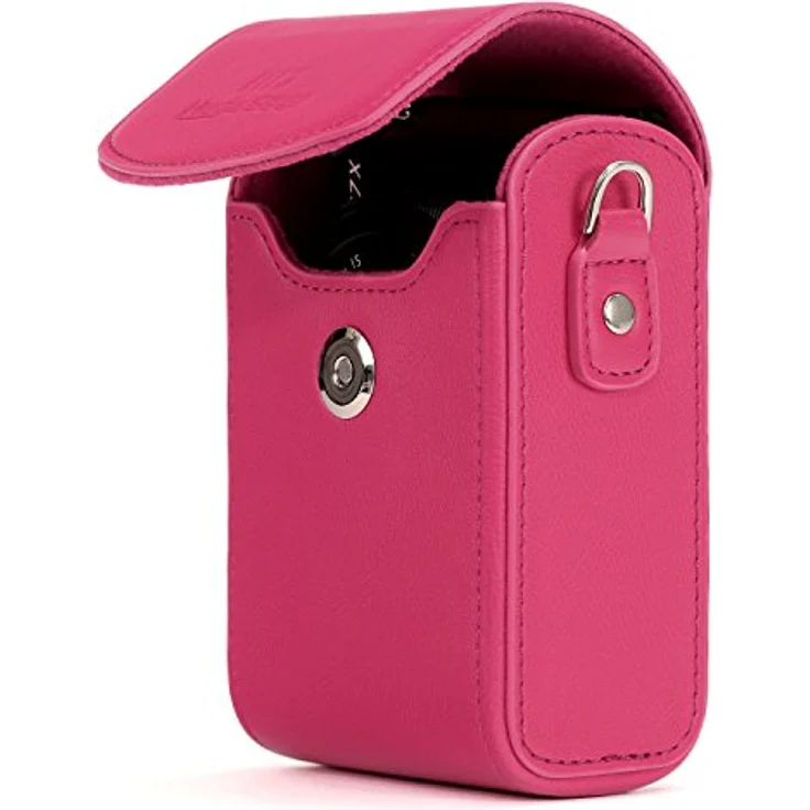 MegaGear MG1429 Panasonic Lumix DC-ZS200, TZ200, Leica C-Lux Leder Kameratasche mit Trageriemen - Rosa – Bild 4