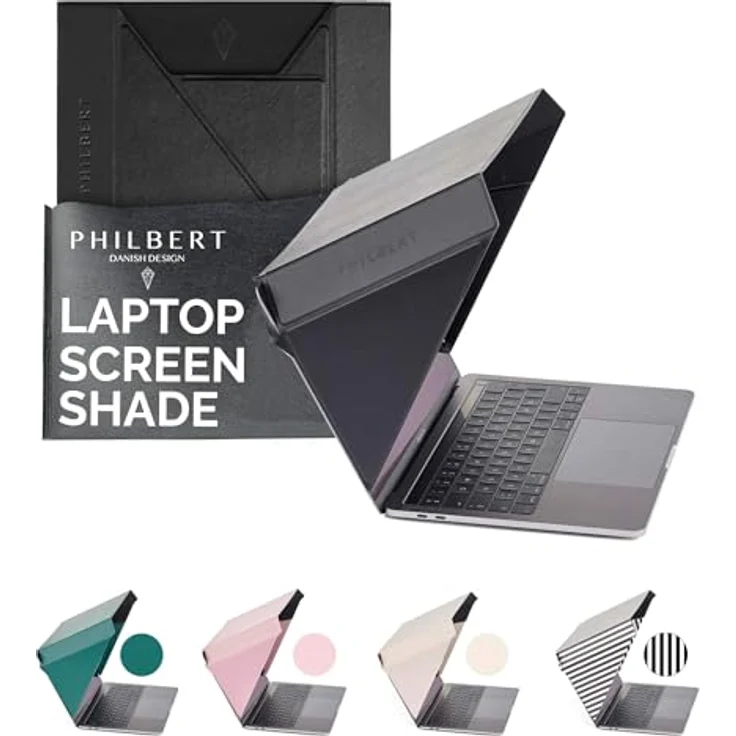 Philbert Design Philbert Sun Shade & Privacy Hood, Ultradünner Sichtschutz für 12-14" Laptops, Schwarz, Überhitzungsschutz, universelle Kompatibilität – Bild 1