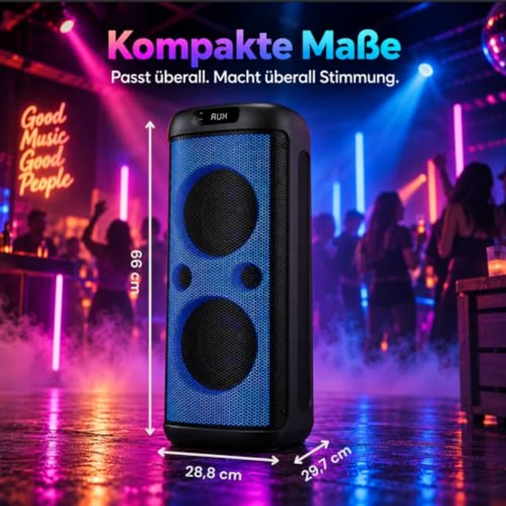 Karcher PS 4480, Bluetooth Party Speaker mit UKW Radio, LED Lichtshow und Mikrofon, schwarz – Bild 2