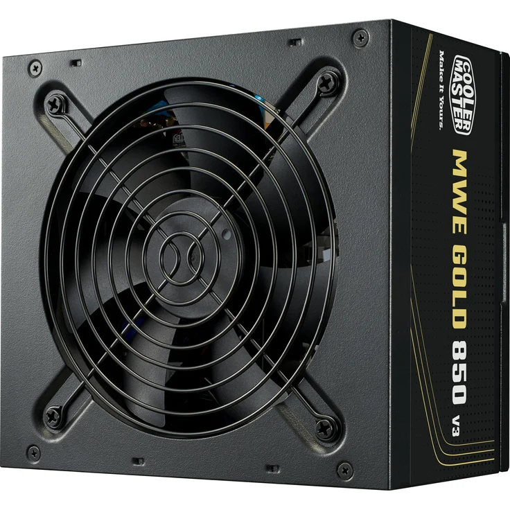 Cooler Master MWE 850 V3 Black, 850 W ATX 3.1 Netzteil mit 80 Plus Gold Effizienz und leisen HDB-Lüfter, Schwarz