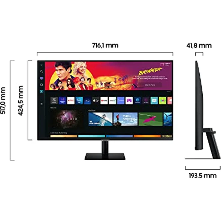 Samsung M7 Smart Monitor S32BM700UP, 32 Zoll, VA-Panel, Bildschirm mit Lautsprechern, 4K UHD-Auflösung, Bildwiederholrate 60 Hz, 3-seitig Fast rahmenloses Design, Schwarz – Bild 2