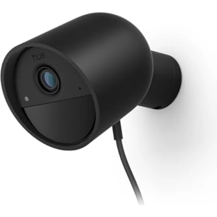 Philips Hue Secure, kabelgebundene Kamera mit 2K-Videoauflösung, Echtzeit-Sofortbenachrichtigungen, nahtloser Integration von Hue Lichtern, kontinuierlicher Stromversorgung, für Innen- und Außenbereich, schwarz – Bild 1