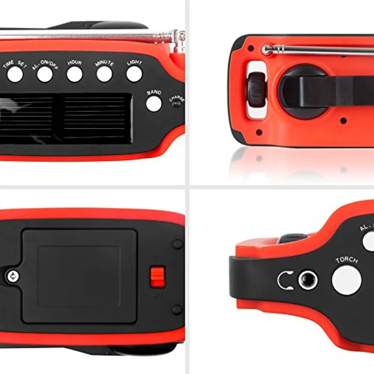 Duronic Apex Radio - Kurbel-Radio mit Taschenlampe und Wecker - Aufladbar mit Solar, Kurbel und USB - Notfallradio mit AM/FM Empfang - 7 Stunden Musik – Bild 5