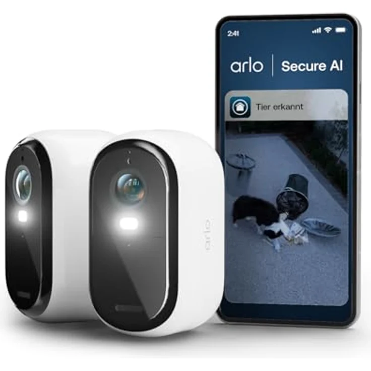 Arlo Essential 3, Netzwerkkamera 2er Set mit 1920 x 1080 Pixels, Farb-Nachtsicht und Zwei-Wege-Audio, Weiss – Bild 1